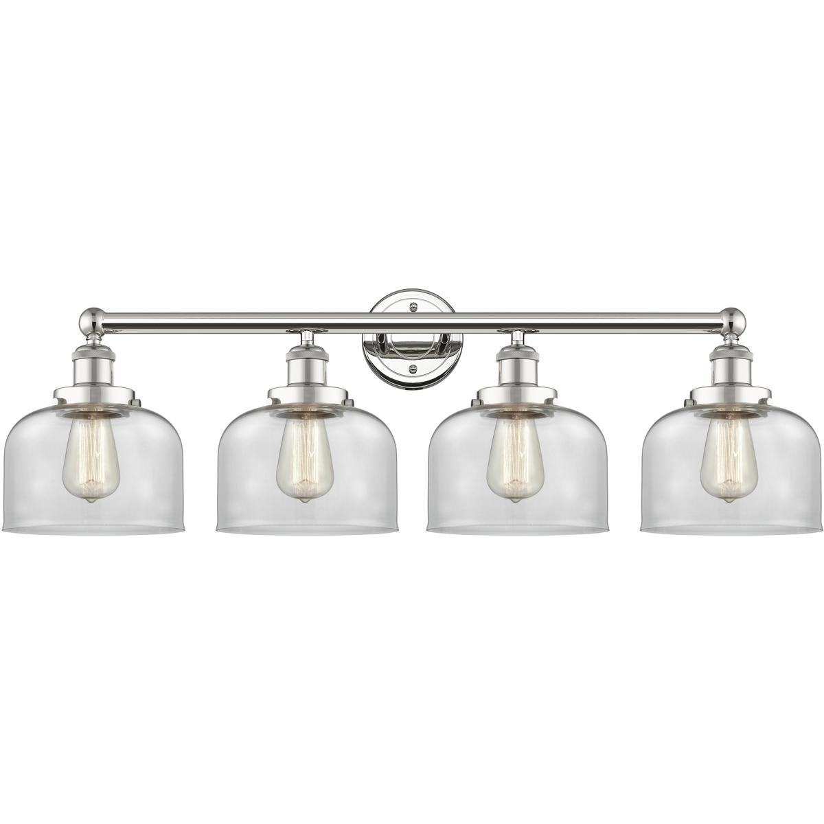 Innovations Lighting 616-4W-PN-G72 Bell 4 Light 33.5 inch Polished Nickel Bath Vanity Light Wall Light in Clear