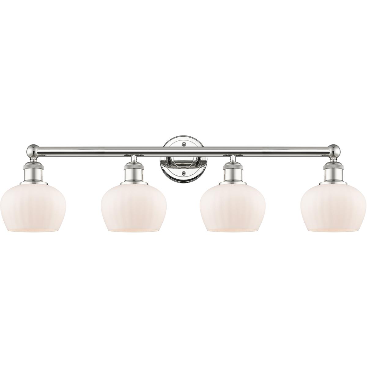 Innovations Lighting 616-4W-PN-G91 Fenton 4 Light 33.5 inch Polished Nickel Bath Vanity Light Wall Light in Matte White