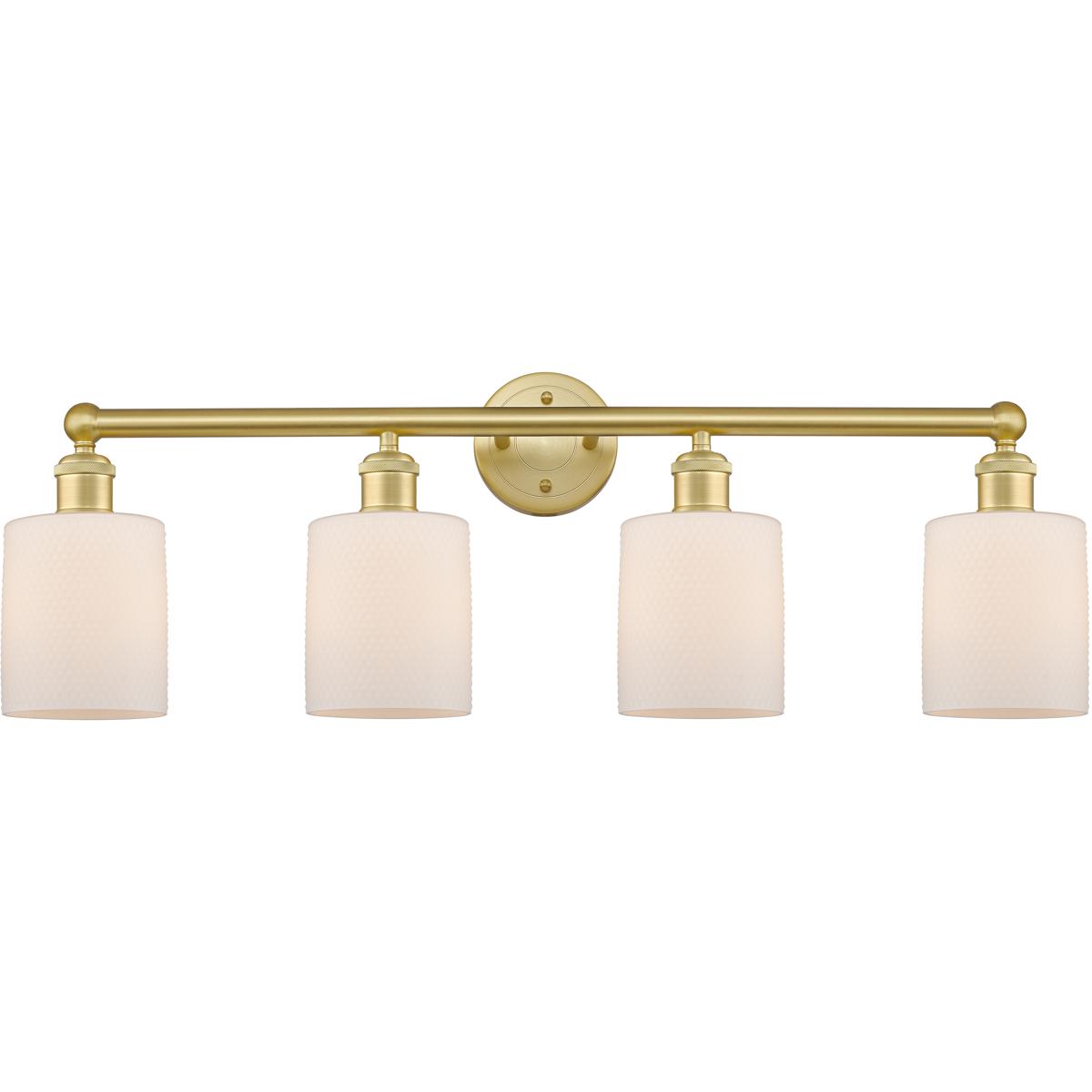 Innovations Lighting 616-4W-SG-G111 Cobbleskill 4 Light 32 inch Satin Gold Bath Vanity Light Wall Light in Matte White