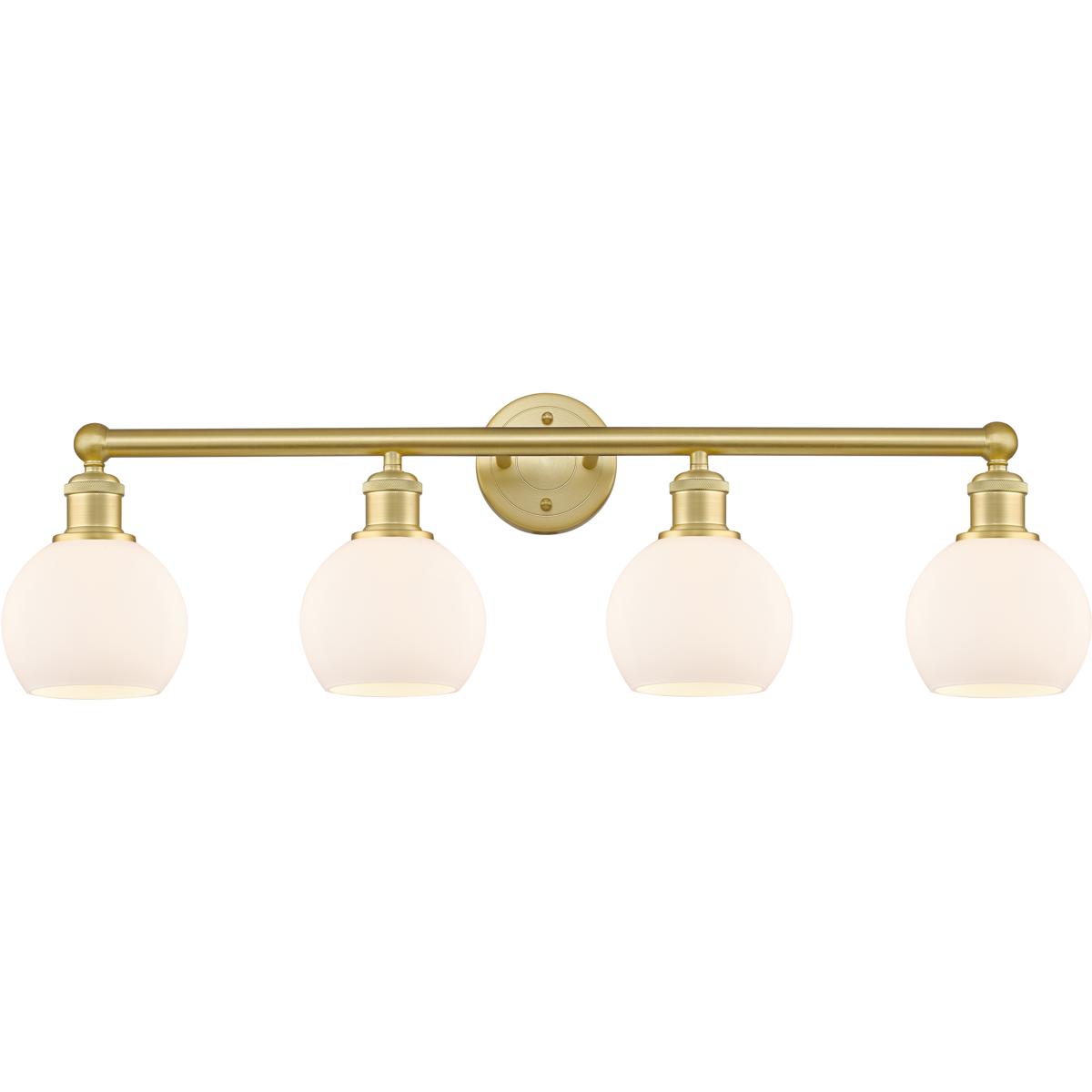 Innovations Lighting 616-4W-SG-G121-6 Athens 4 Light 33 inch Satin Gold Bath Vanity Light Wall Light in Matte White