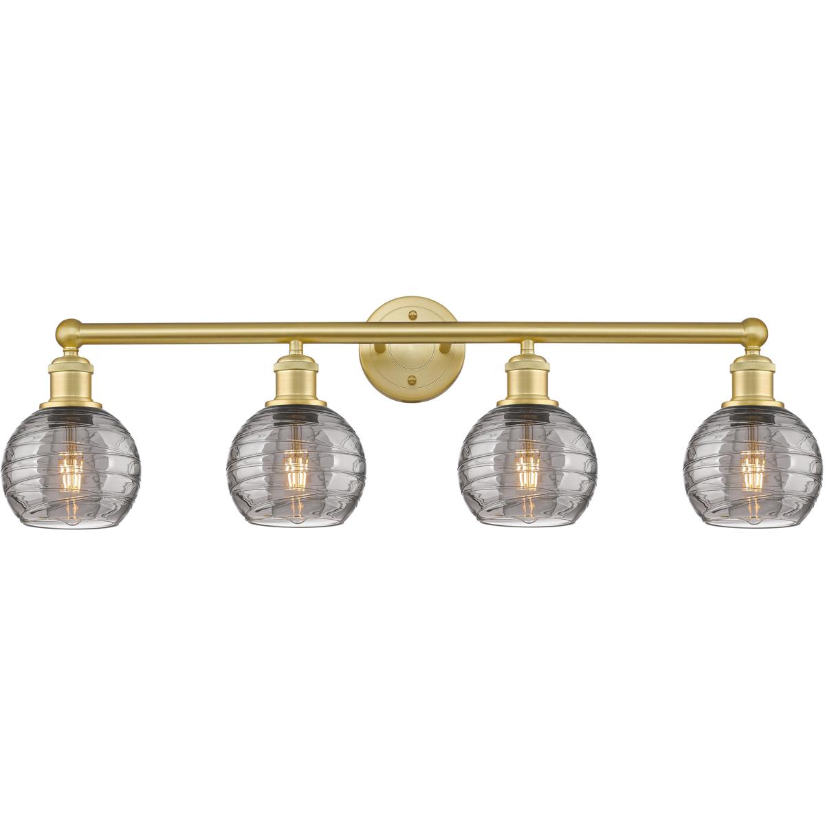 Innovations Lighting Athens Deco Swirl 33 Inch 4 Light Bath Vanity Light Athens Deco Swirl - 616-4W-SG-G1213-6SM - Industrial