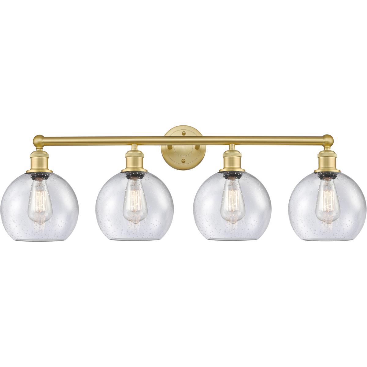 Innovations Lighting 616-4W-SG-G124-8 Athens 4 Light 35 inch Satin Gold Bath Vanity Light Wall Light in Seedy