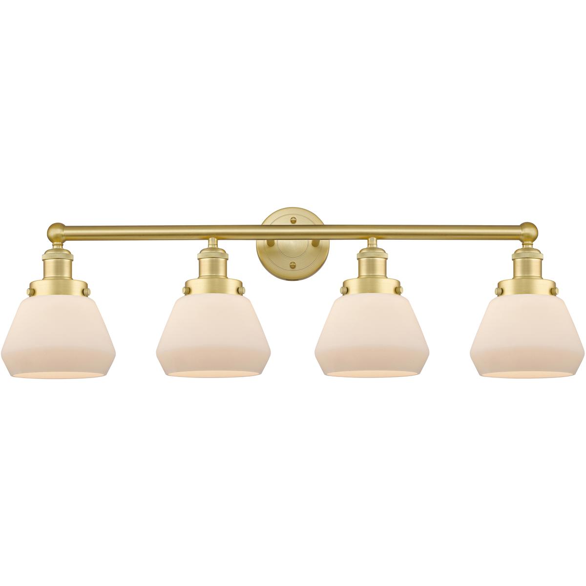 Innovations Lighting 616-4W-SG-G171 Fulton 4 Light 33.5 inch Satin Gold Bath Vanity Light Wall Light in Matte White Glass