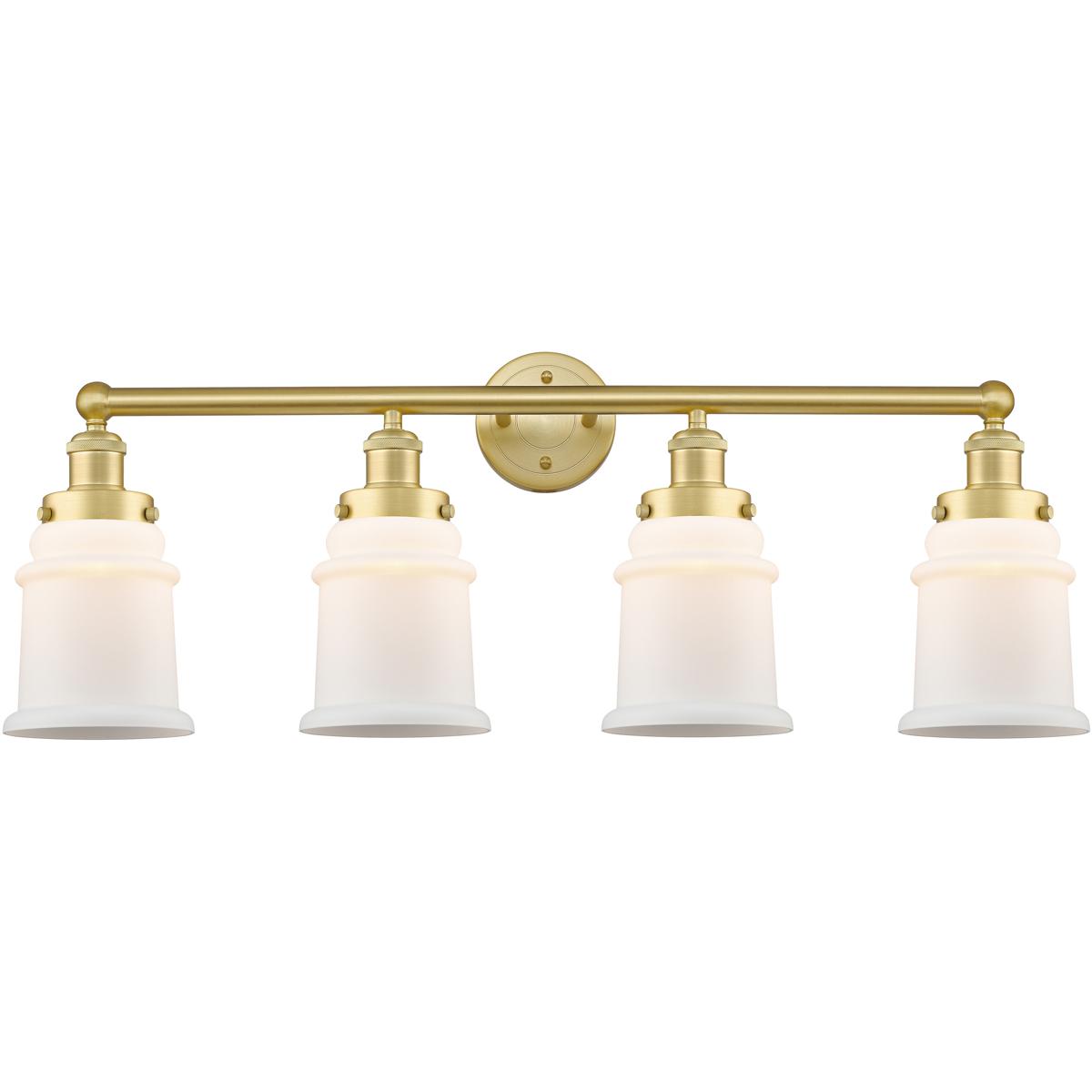 Innovations Lighting 616-4W-SG-G181 Canton 4 Light 33 inch Satin Gold Bath Vanity Light Wall Light in Matte White Glass