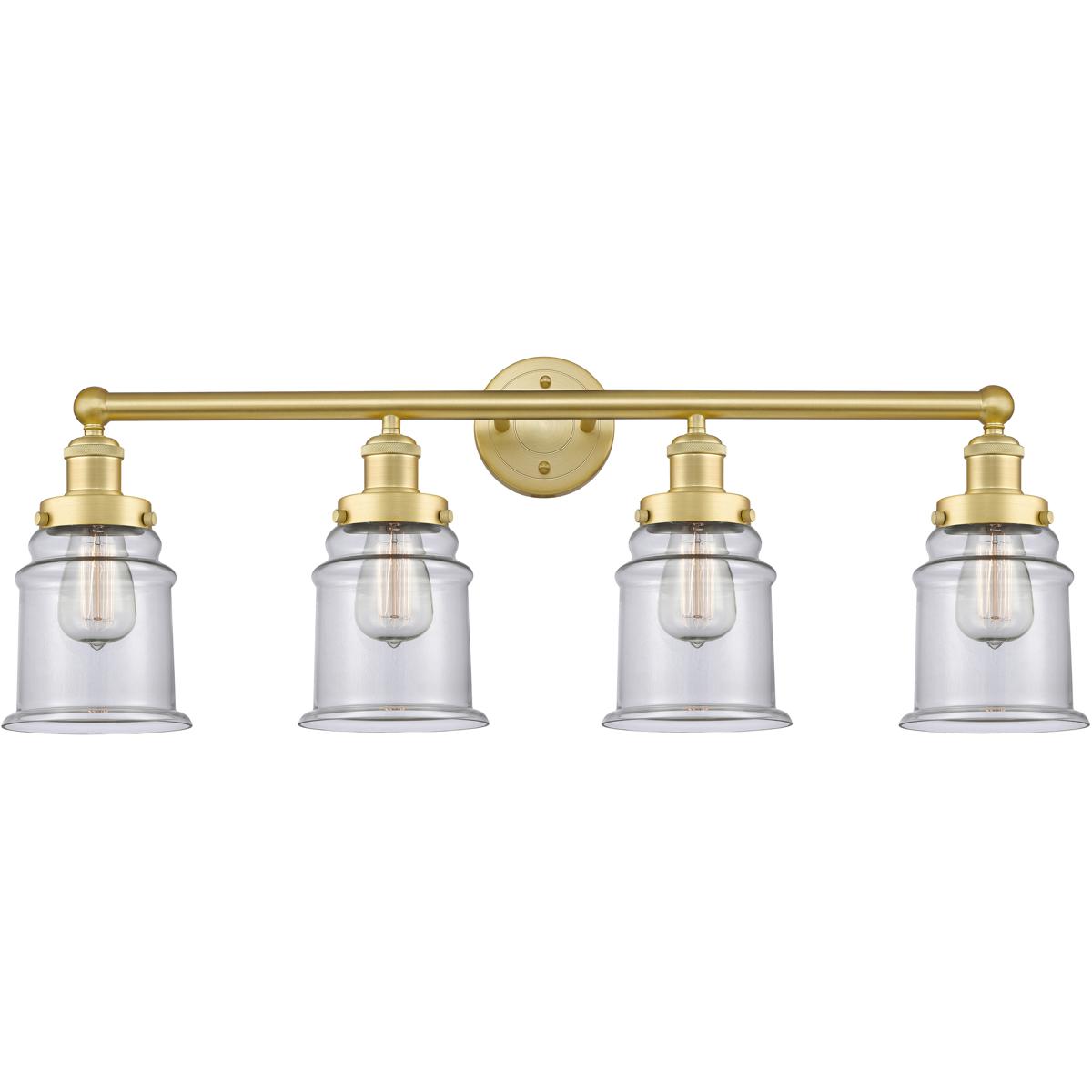 Innovations Lighting 616-4W-SG-G182 Canton 4 Light 33 inch Satin Gold Bath Vanity Light Wall Light in Clear Glass