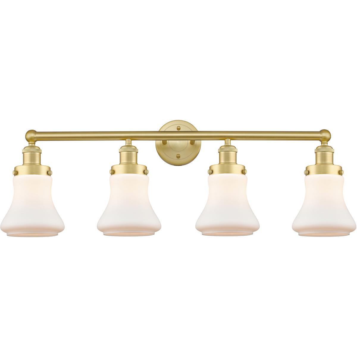 Innovations Lighting 616-4W-SG-G191 Bellmont 4 Light 33.5 inch Satin Gold Bath Vanity Light Wall Light in Matte White Glass
