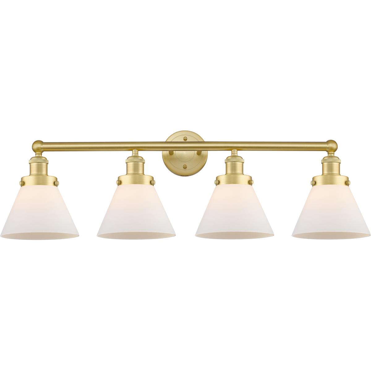 Innovations Lighting 616-4W-SG-G41 Cone 4 Light 34.75 inch Satin Gold Bath Vanity Light Wall Light in Matte White