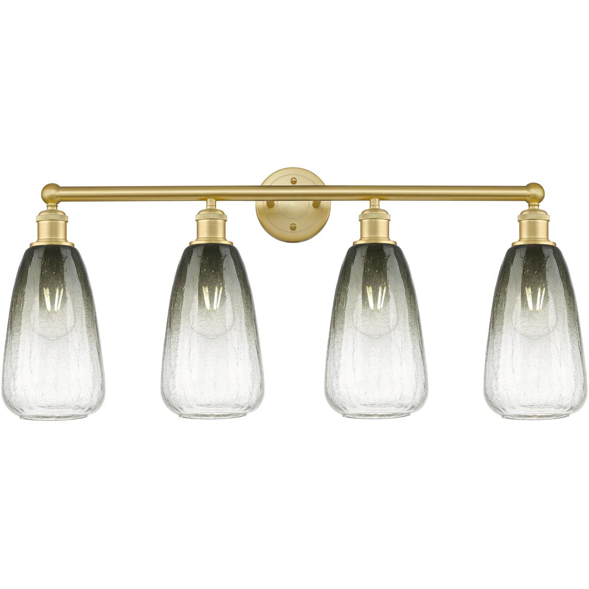 Innovations Lighting 616-4W-SG-G484-7SL Edison Brookhaven Flute 4 Light 34 inch Satin Gold Bath Vanity Light Wall Light in Slate Glass
