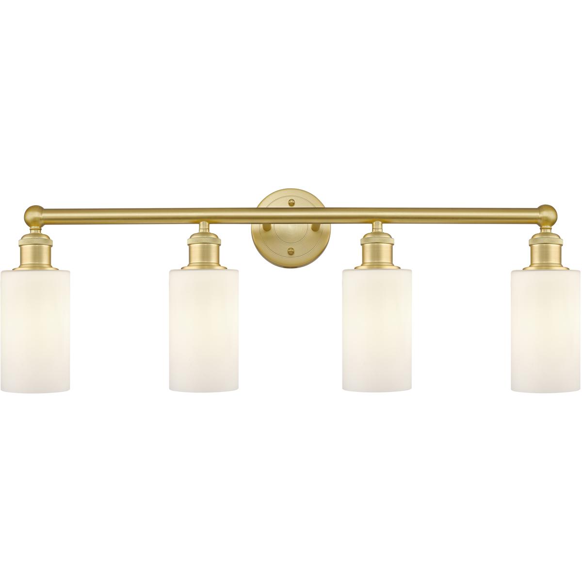Innovations Lighting 616-4W-SG-G801 Clymer 4 Light 30.88 inch Satin Gold Bath Vanity Light Wall Light in Matte White