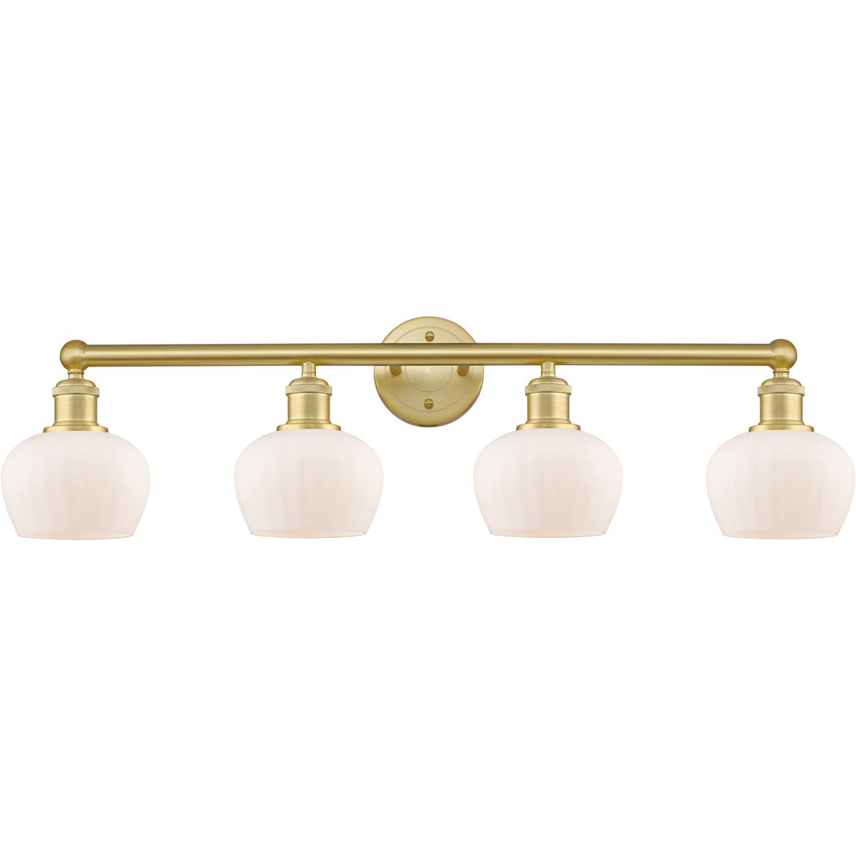 Innovations Lighting 616-4W-SG-G91 Fenton 4 Light 33.5 inch Satin Gold Bath Vanity Light Wall Light in Matte White