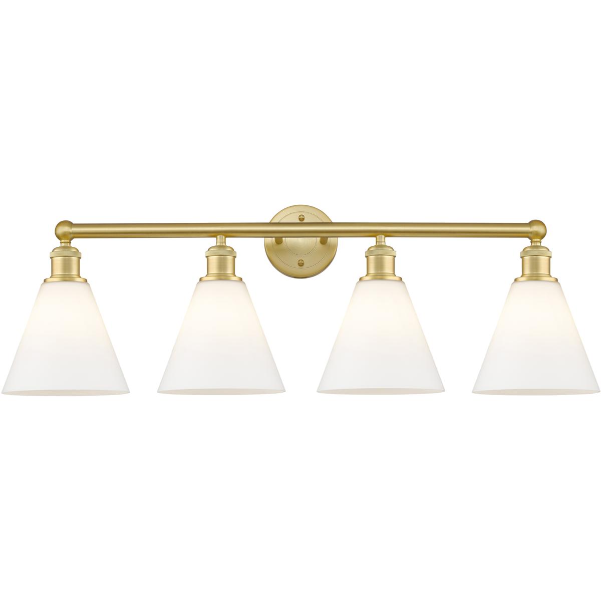 Innovations Lighting 616-4W-SG-GBC-81 Berkshire 4 Light 35 inch Satin Gold Bath Vanity Light Wall Light in Matte White