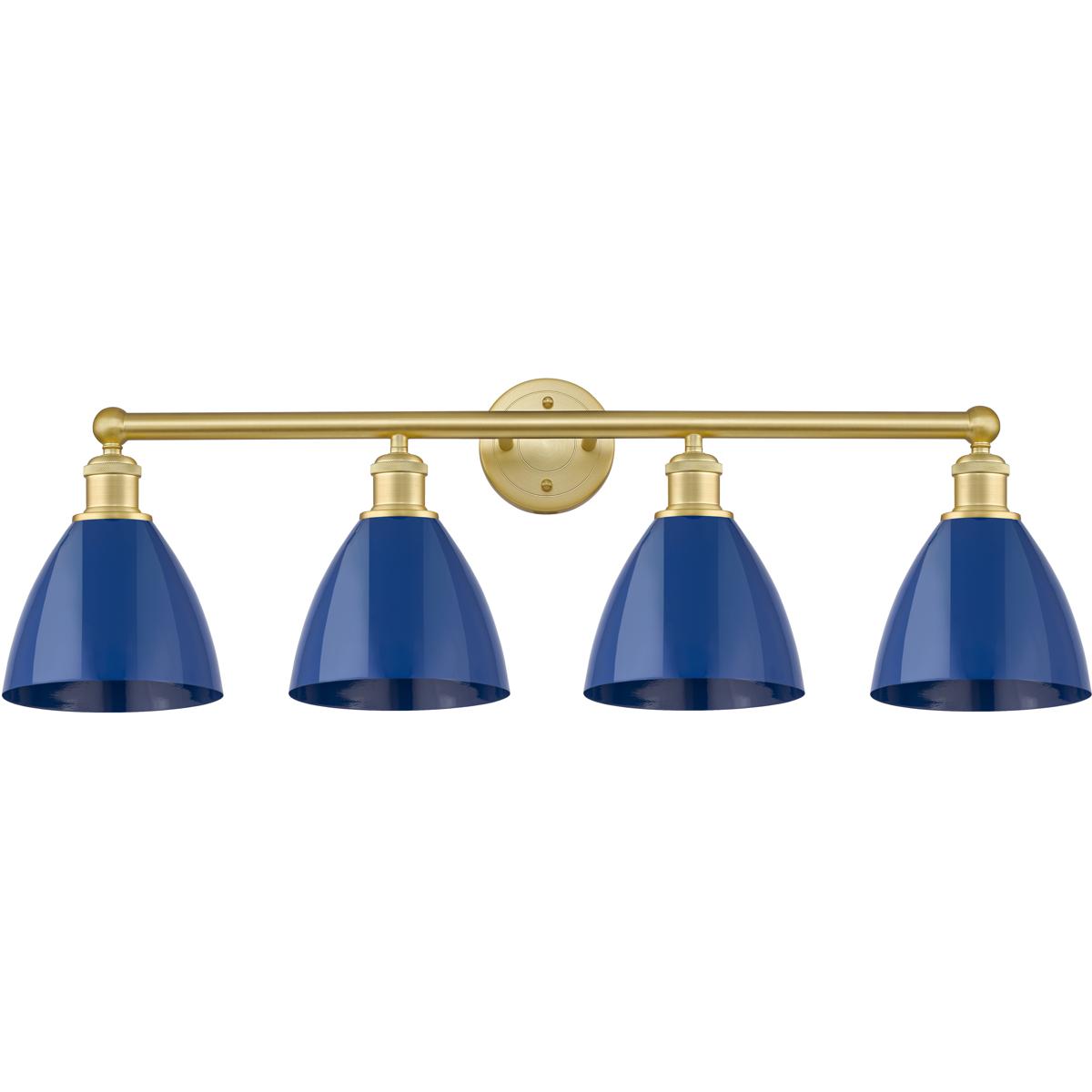 Innovations Lighting 616-4W-SG-MBD-75-BL Plymouth Dome 4 Light 34.5 inch Satin Gold Bath Vanity Light Wall Light in Blue