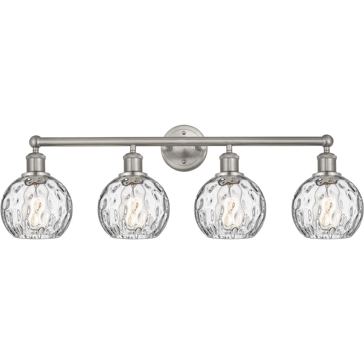 Innovations Lighting 616-4W-SN-G1215-6 Edison Athens Water Glass 4 Light 33 inch Brushed Satin Nickel Bath Vanity Light Wall Light