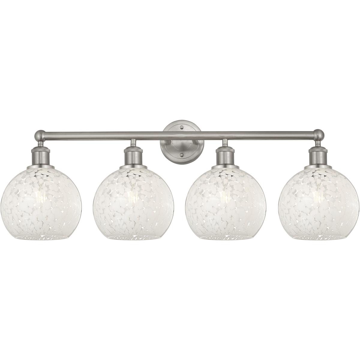 Innovations Lighting White Mouchette 35 Inch 4 Light Bath Vanity Light White Mouchette - 616-4W-SN-G1216-8WM - Modern Contemporary