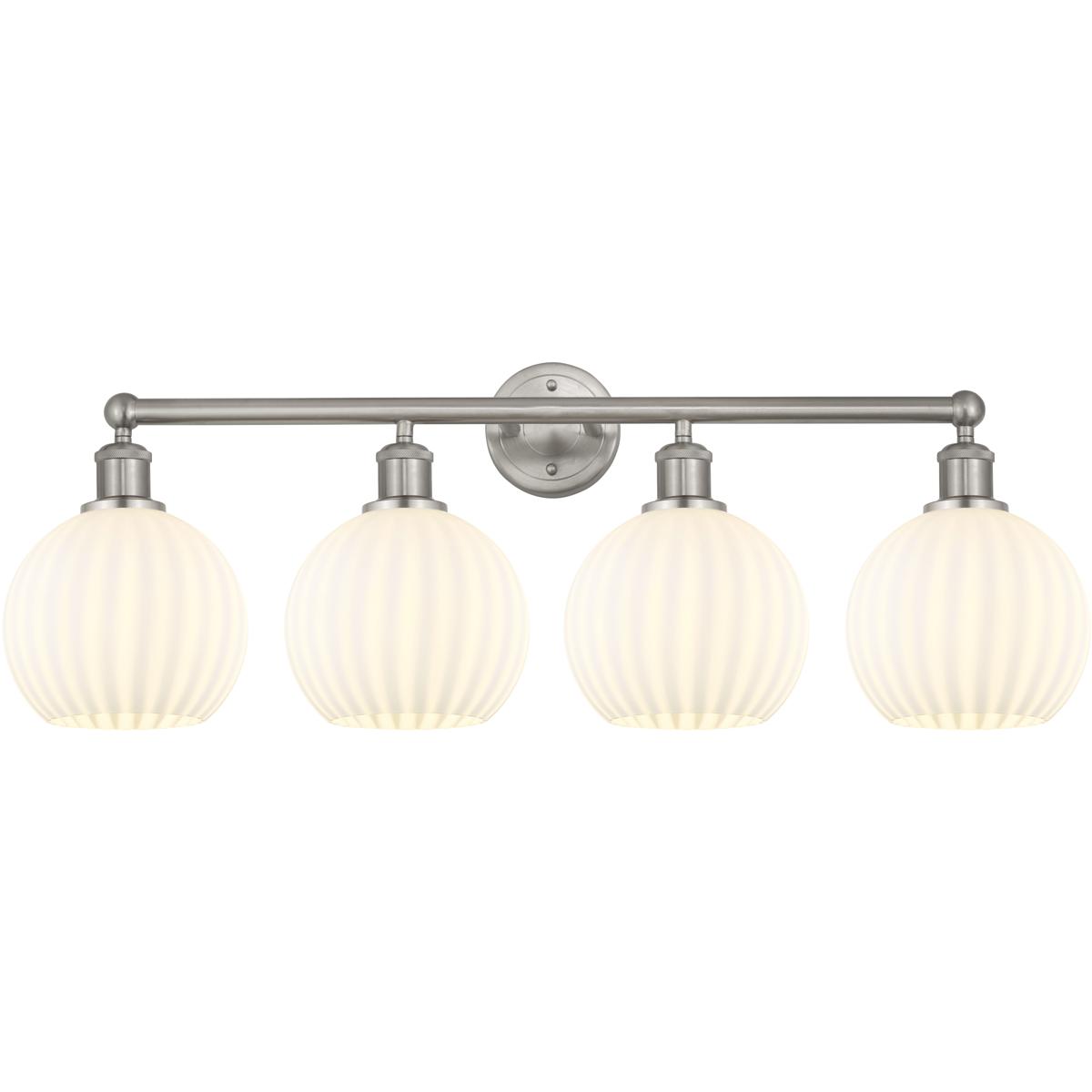Innovations Lighting 616-4W-SN-G1217-8WV Edison White Venetian 4 Light 35 inch Satin Nickel Bath Vanity Light Wall Light