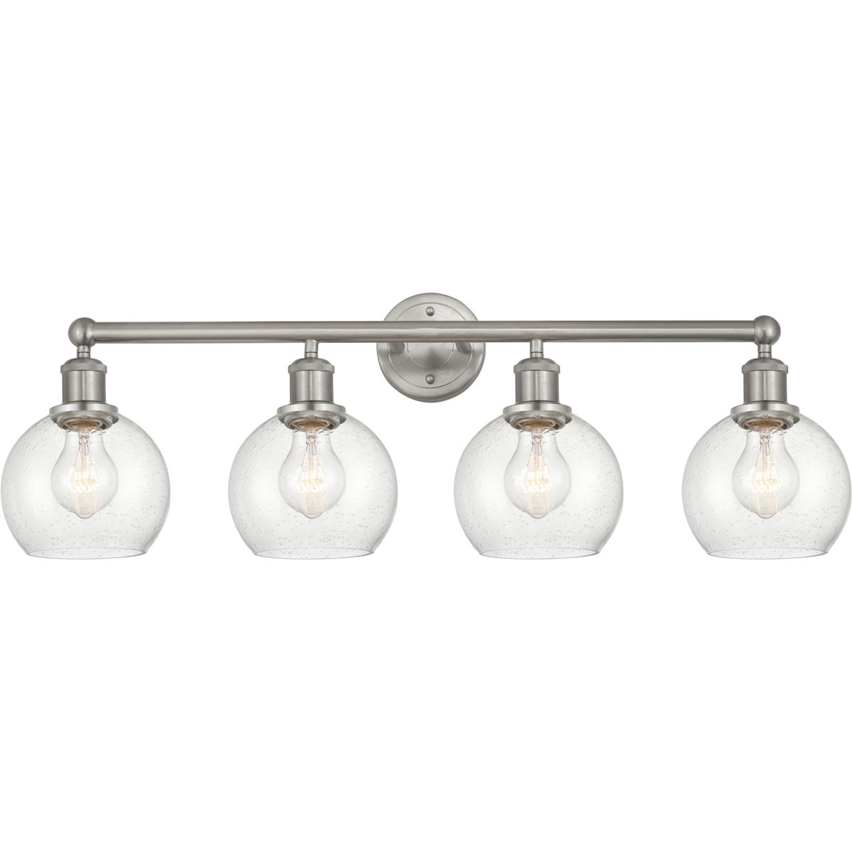 Innovations Lighting 616-4W-SN-G124-6 Edison Athens 4 Light 33 inch Brushed Satin Nickel Bath Vanity Light Wall Light in Seedy Glass