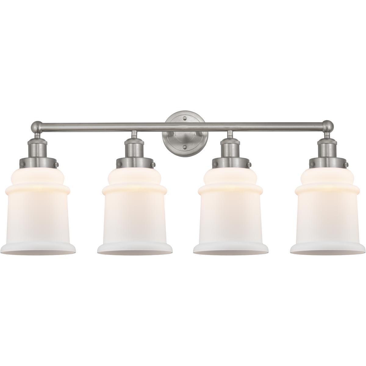 Innovations Lighting 616-4W-SN-G181 Edison Canton 4 Light 33 inch Brushed Satin Nickel Bath Vanity Light Wall Light in Matte White Glass