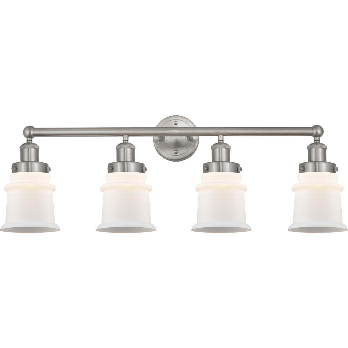 Innovations Lighting 616-4W-SN-G181S Edison Canton 4 Light 32 inch Brushed Satin Nickel Bath Vanity Light Wall Light in Matte White Glass