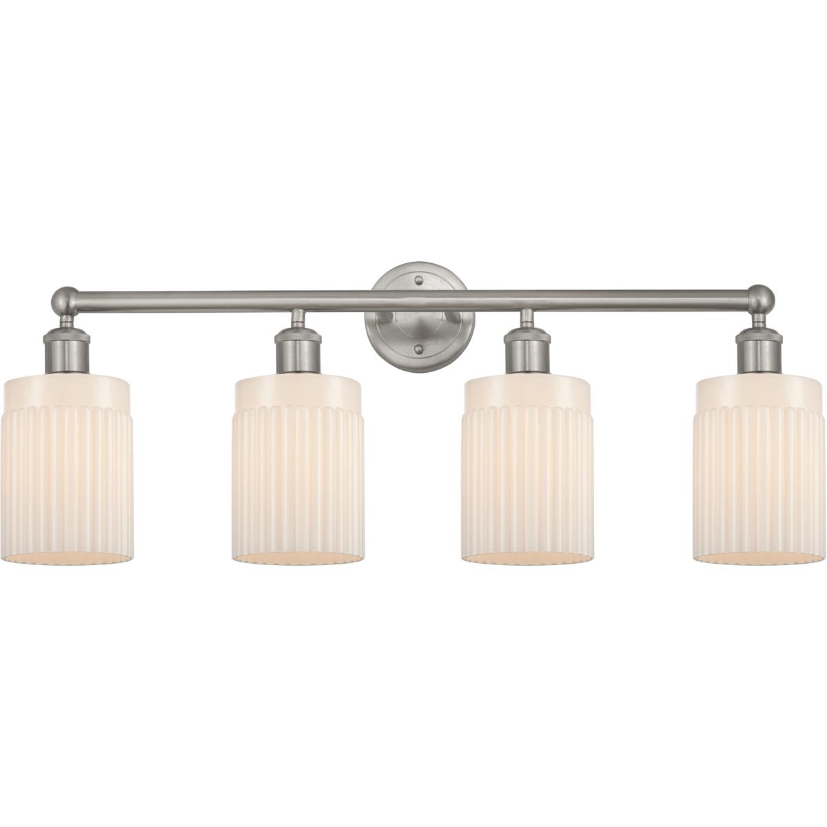 Innovations Lighting 616-4W-SN-G341 Edison Hadley 4 Light 32 inch Brushed Satin Nickel Bath Vanity Light Wall Light in Matte White Glass