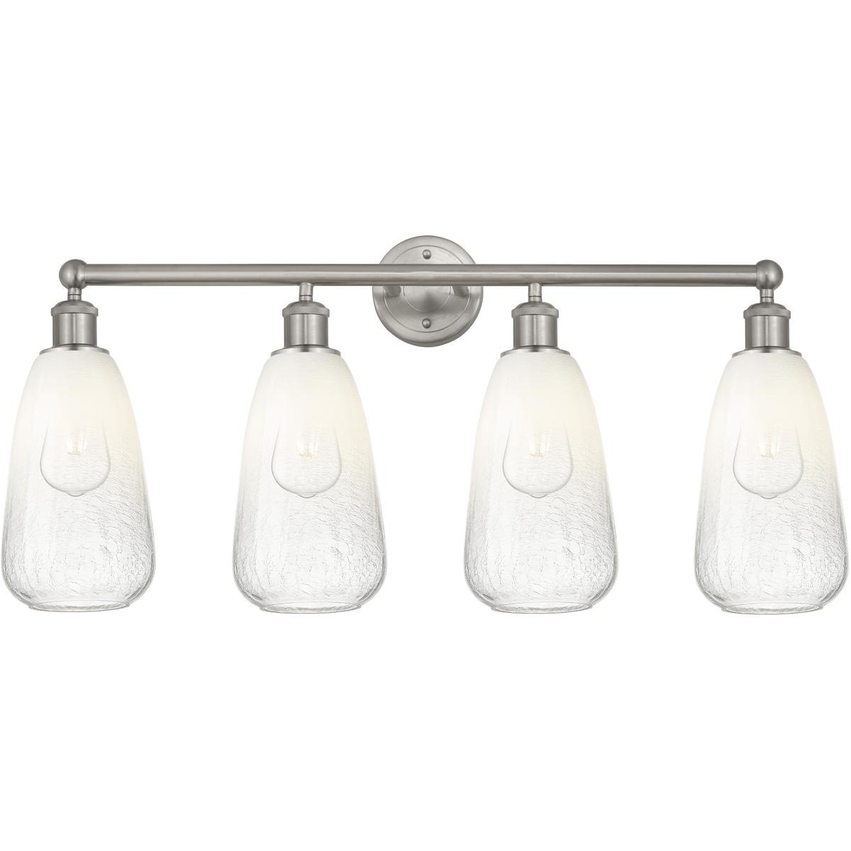 Innovations Lighting 616-4W-SN-G480-6OP Edison Brookhaven Almond 4 Light 33 inch Brushed Satin Nickel Bath Vanity Light Wall Light in Opal Glass