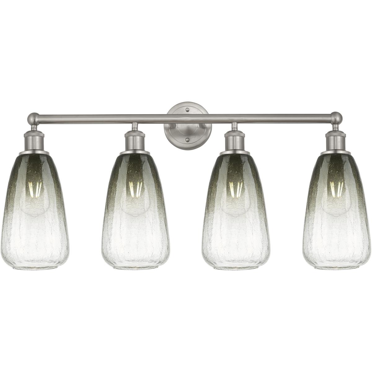 Innovations Lighting 616-4W-SN-G480-6SL Edison Brookhaven Almond 4 Light 33 inch Brushed Satin Nickel Bath Vanity Light Wall Light in Slate Glass