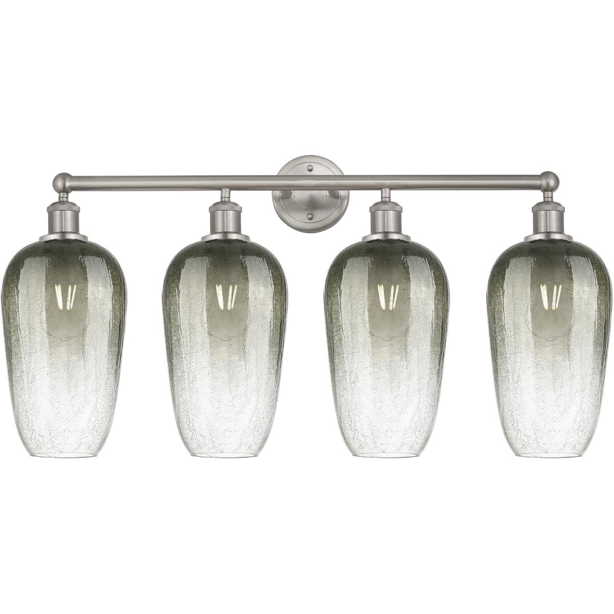 Innovations Lighting 616-4W-SN-G484-7SL Edison Brookhaven Flute 4 Light 34 inch Brushed Satin Nickel Bath Vanity Light Wall Light in Slate Glass