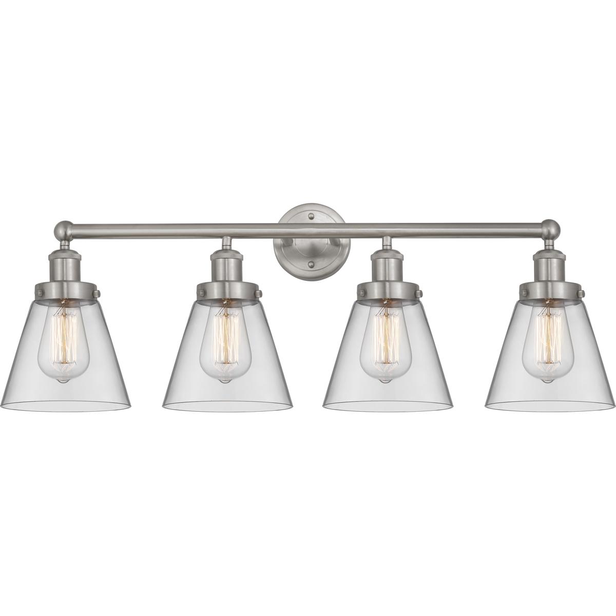 Innovations Lighting 616-4W-SN-G62 Cone 4 Light 33.5 inch Brushed Satin Nickel Bath Vanity Light Wall Light