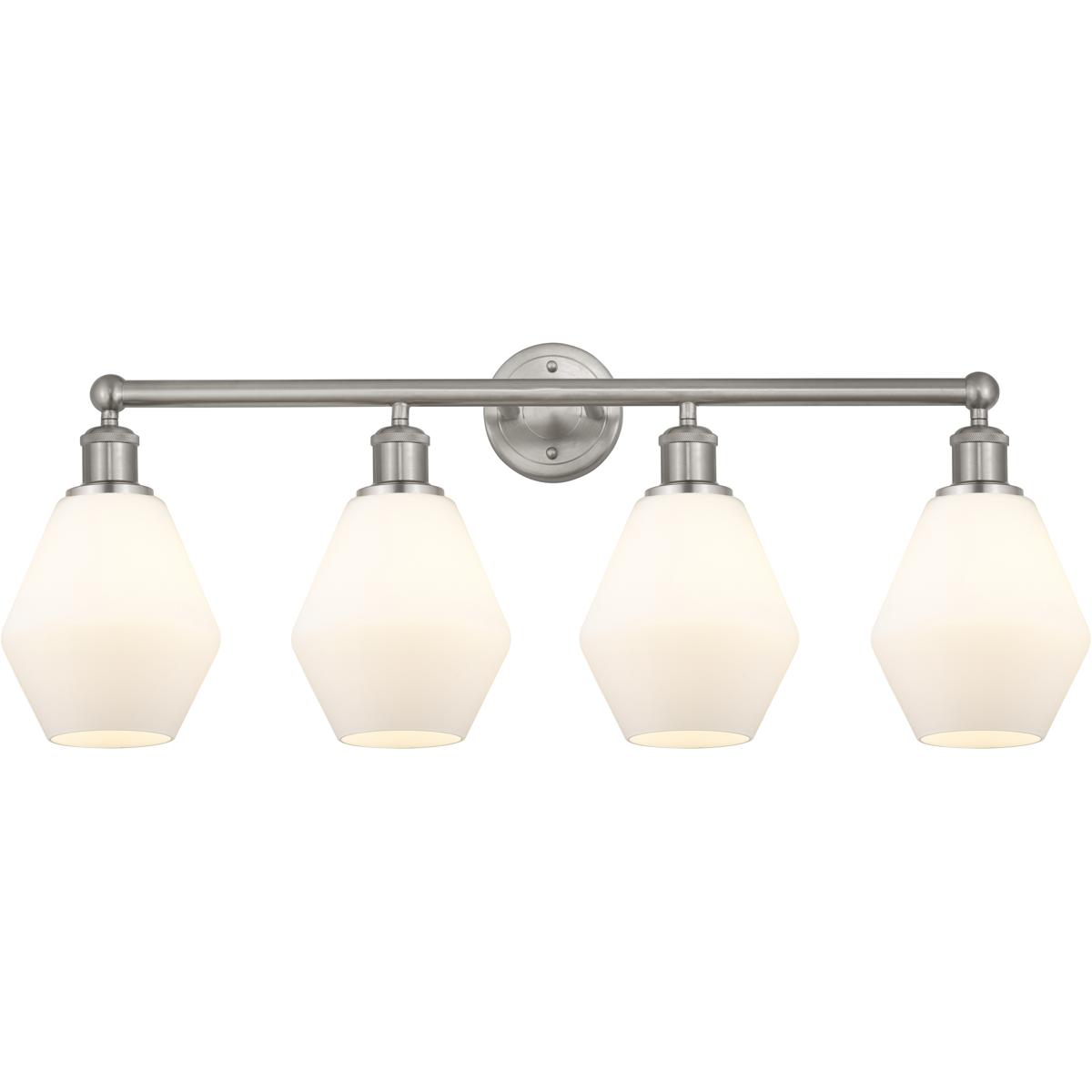 Innovations Lighting 616-4W-SN-G651-6 Edison Cindyrella 4 Light 33 inch Brushed Satin Nickel Bath Vanity Light Wall Light in Matte White Glass