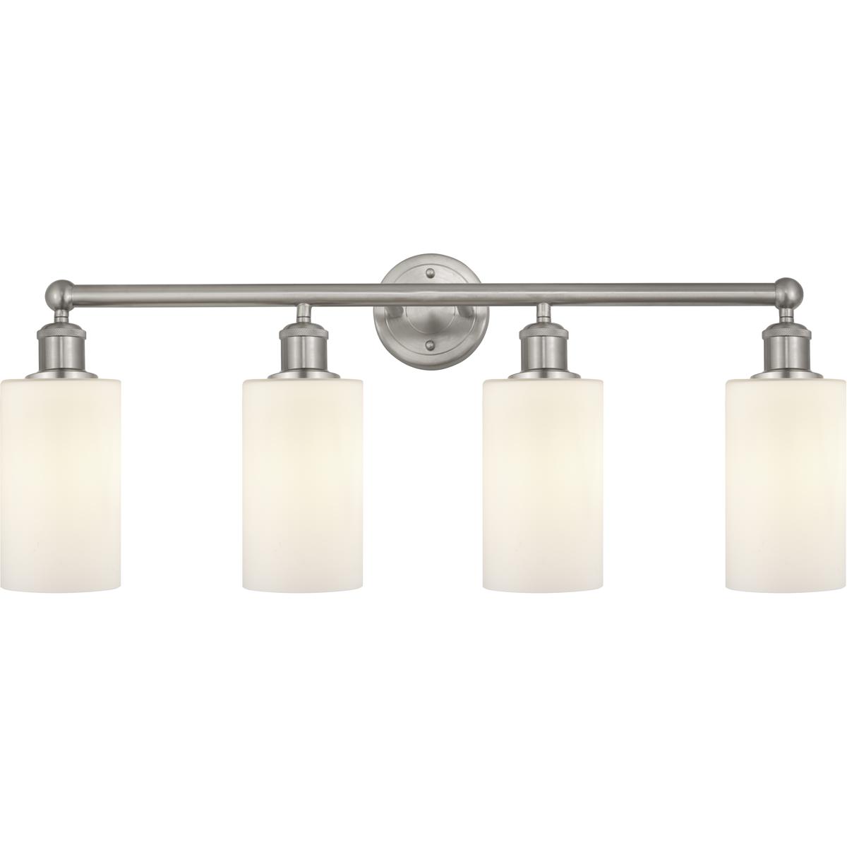 Innovations Lighting 616-4W-SN-G801 Edison Clymer 4 Light 31 inch Brushed Satin Nickel Bath Vanity Light Wall Light in Matte White Glass