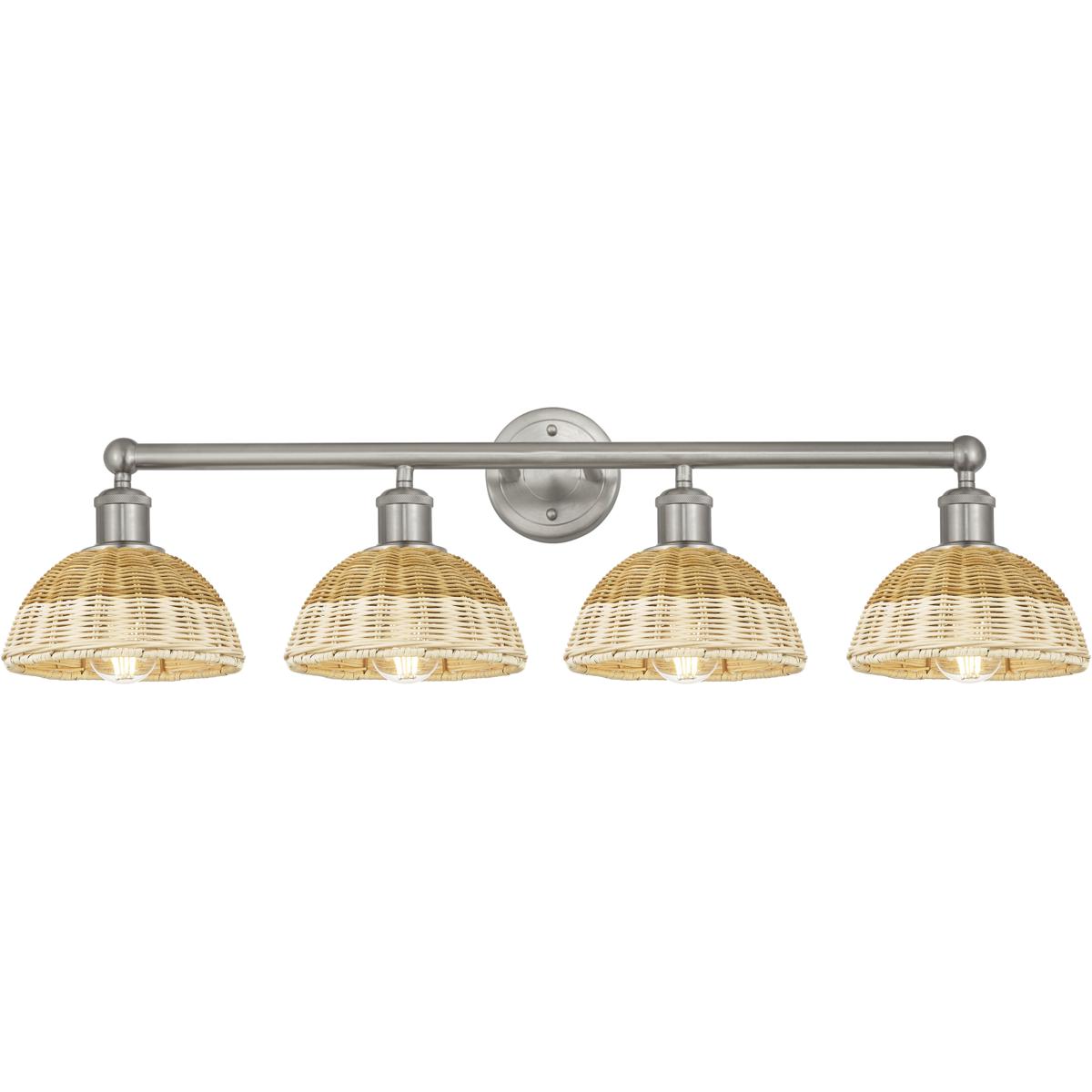 Innovations Lighting 616-4W-SN-NBD2-75-NAT Edison Bristol Natural II 4 Light 35 inch Brushed Satin Nickel Bath Vanity Light Wall Light