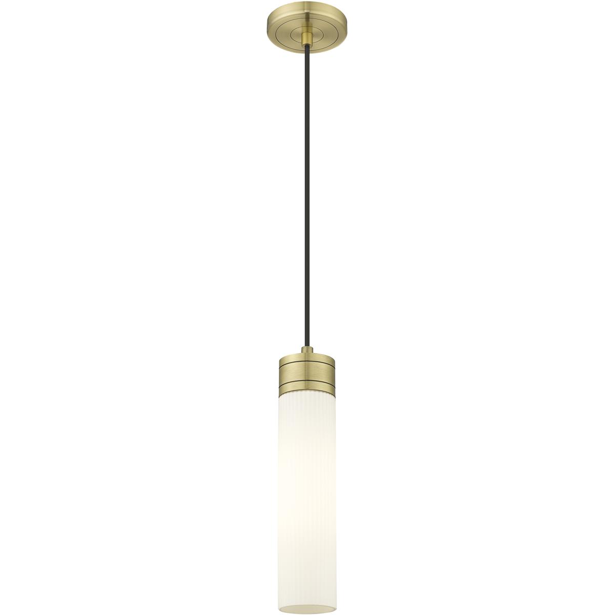 Innovations Lighting 617-1P-AB-G617-11SWH Boreas 1 Light 3 inch Antique Brass Mini Pendant Ceiling Light in Striped White Glass