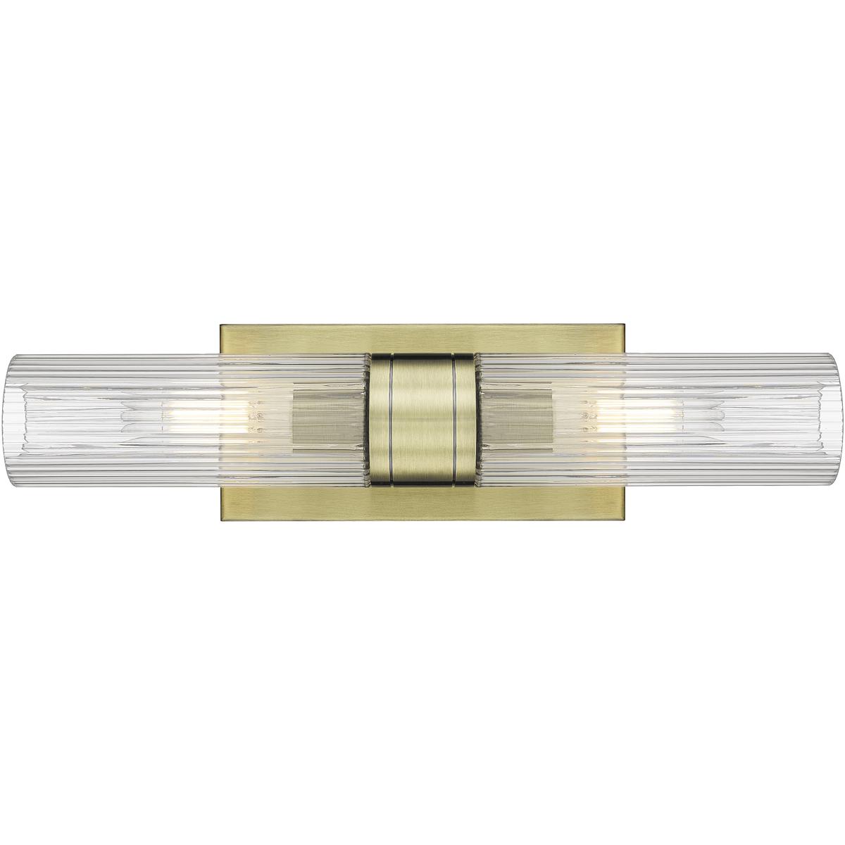 Innovations Lighting 617-2W-AB-G617-8SCL Ballston Urban 2 Light 18 inch Antique Brass Bath Vanity Light Wall Light in Striped Clear Glass