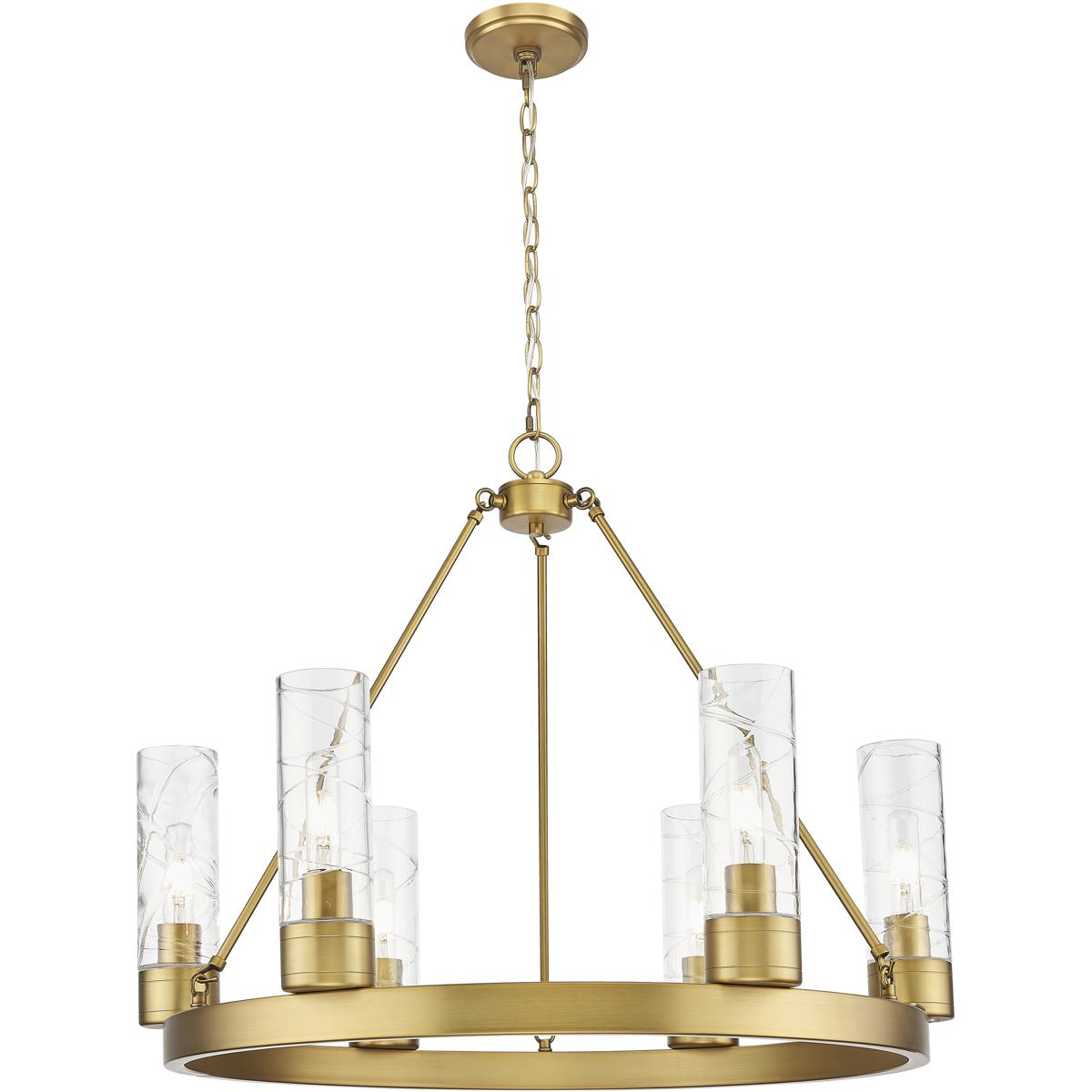 Innovations Lighting 617-6CR-BB-G617-8DE Boreas 6 Light 29 inch Brushed Brass Chandelier Ceiling Light in Deco Swirl Glass