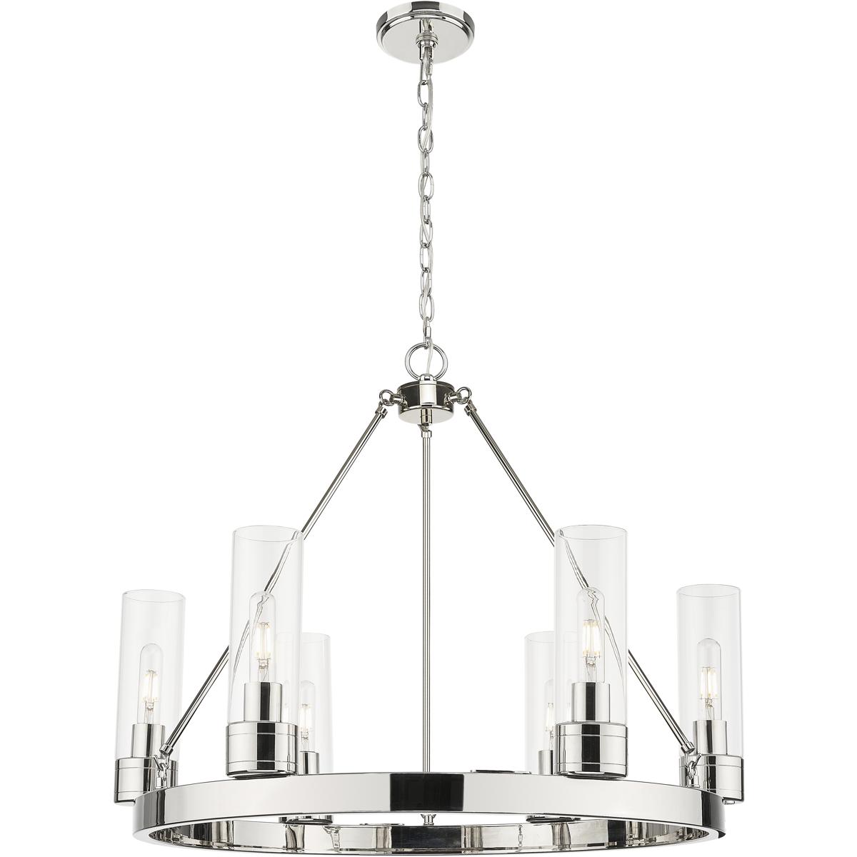 Innovations Lighting 617-6CR-PN-G617-8CL Boreas 6 Light 29 inch Polished Nickel Chandelier Ceiling Light in Clear Glass