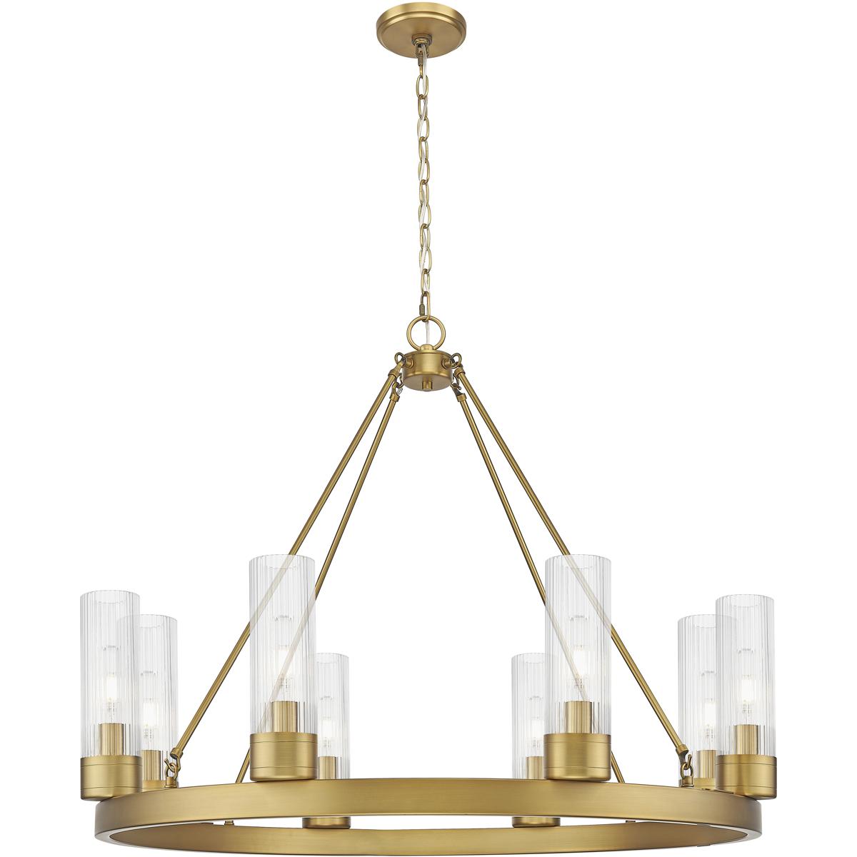 Innovations Lighting 617-8CR-BB-G617-8SCL Boreas 8 Light 36 inch Brushed Brass Chandelier Ceiling Light in Striped Clear Glass