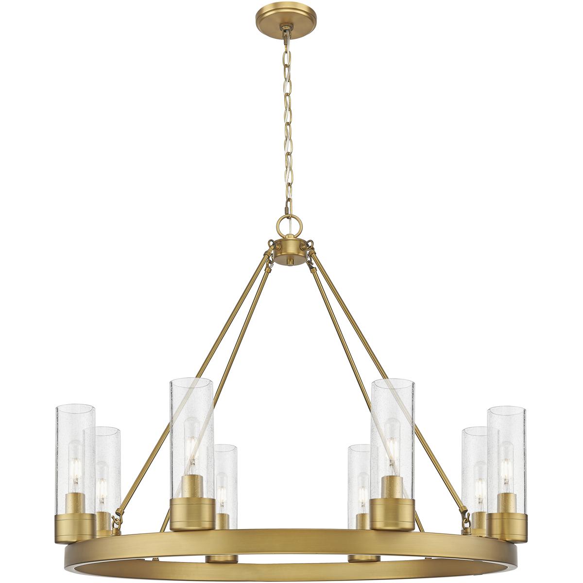 Innovations Lighting 617-8CR-BB-G617-8SDY Boreas 8 Light 36 inch Brushed Brass Chandelier Ceiling Light in Seedy Glass