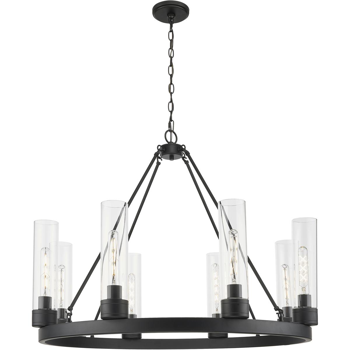 Innovations Lighting 617-8CR-BK-G617-11CL Boreas 8 Light 36 inch Matte Black Chandelier Ceiling Light in Clear Glass