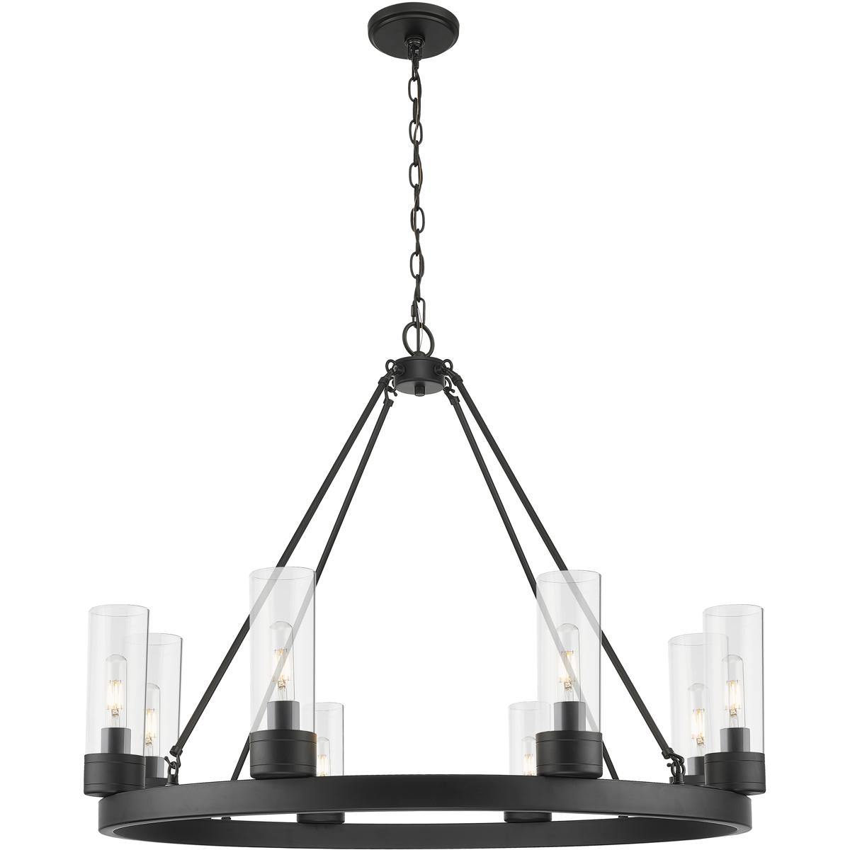 Innovations Lighting 617-8CR-BK-G617-8CL Boreas 8 Light 36 inch Matte Black Chandelier Ceiling Light in Clear Glass