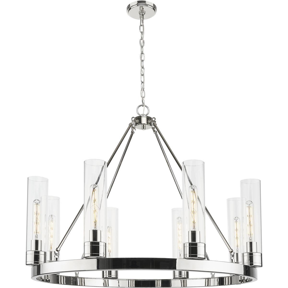 Innovations Lighting 617-8CR-PN-G617-11CL Boreas 8 Light 36 inch Polished Nickel Chandelier Ceiling Light in Clear Glass