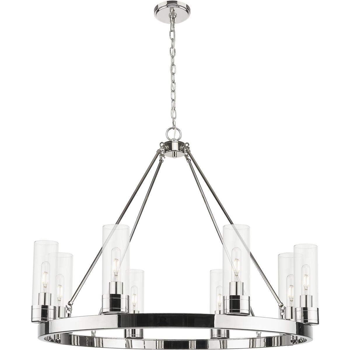 Innovations Lighting 617-8CR-PN-G617-8CL Boreas 8 Light 36 inch Polished Nickel Chandelier Ceiling Light in Clear Glass