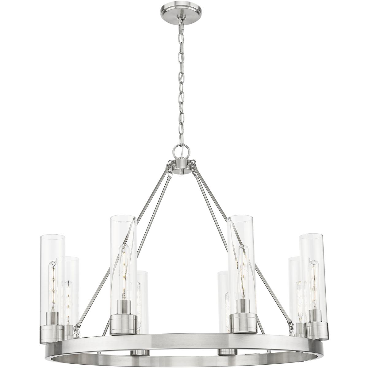 Innovations Lighting 617-8CR-SN-G617-11CL Boreas 8 Light 36 inch Satin Nickel Chandelier Ceiling Light in Clear Glass