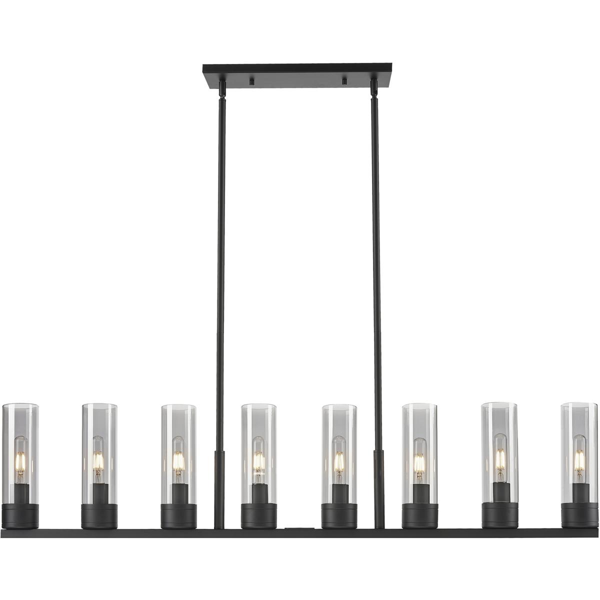 Innovations Lighting 617-8I-BK-G617-8SM Boreas Island Light Ceiling Light in Matte Black, Light Smoke Glass