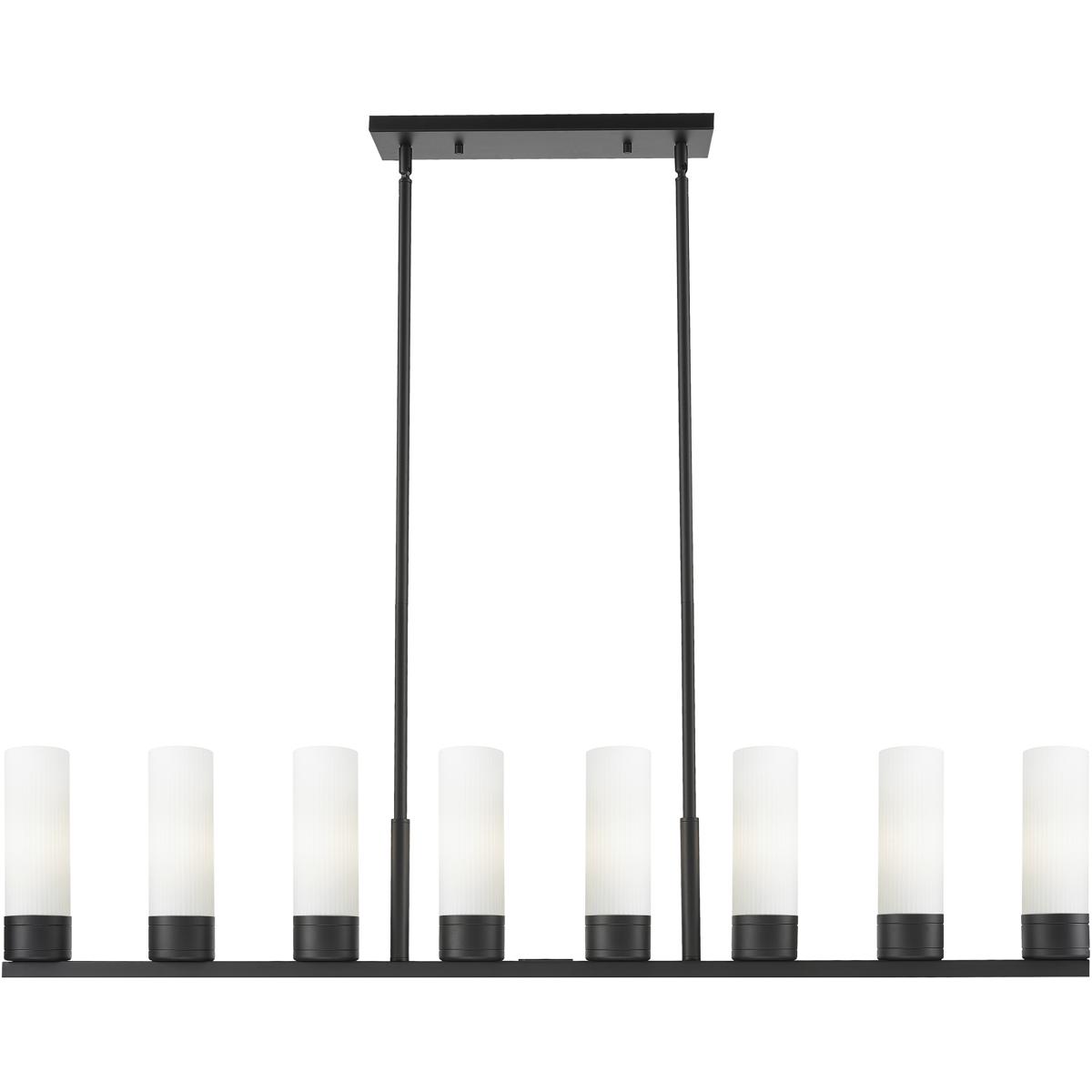 Innovations Lighting 617-8I-BK-G617-8SWH Boreas Island Light Ceiling Light in Matte Black, Striped White Glass