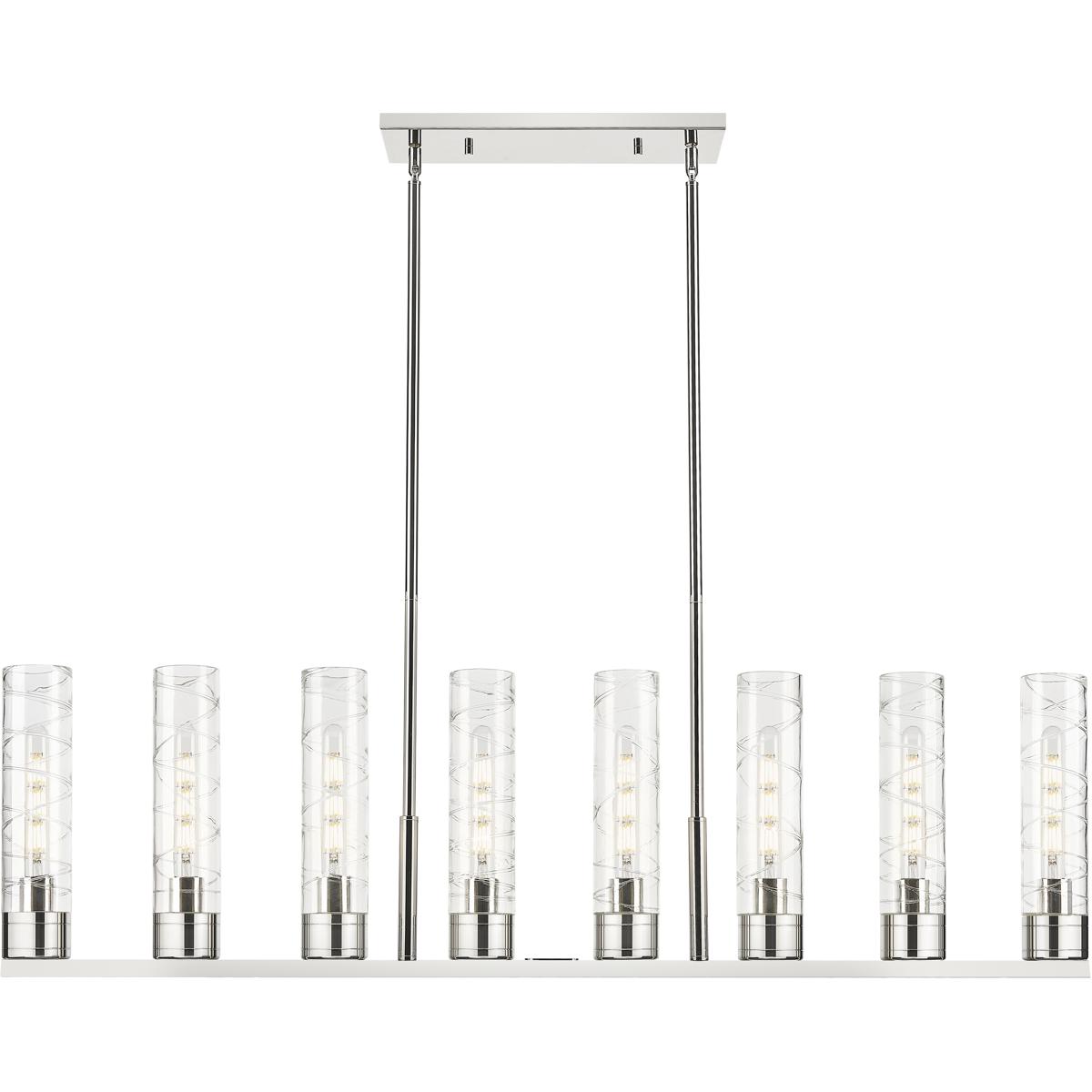 Innovations Lighting 617-8I-PN-G617-11DE Boreas Island Light Ceiling Light in Polished Nickel, Deco Swirl Glass