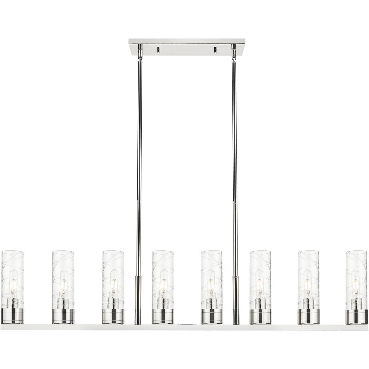 Innovations Lighting 617-8I-PN-G617-8DE Boreas Island Light Ceiling Light in Polished Nickel, Deco Swirl Glass