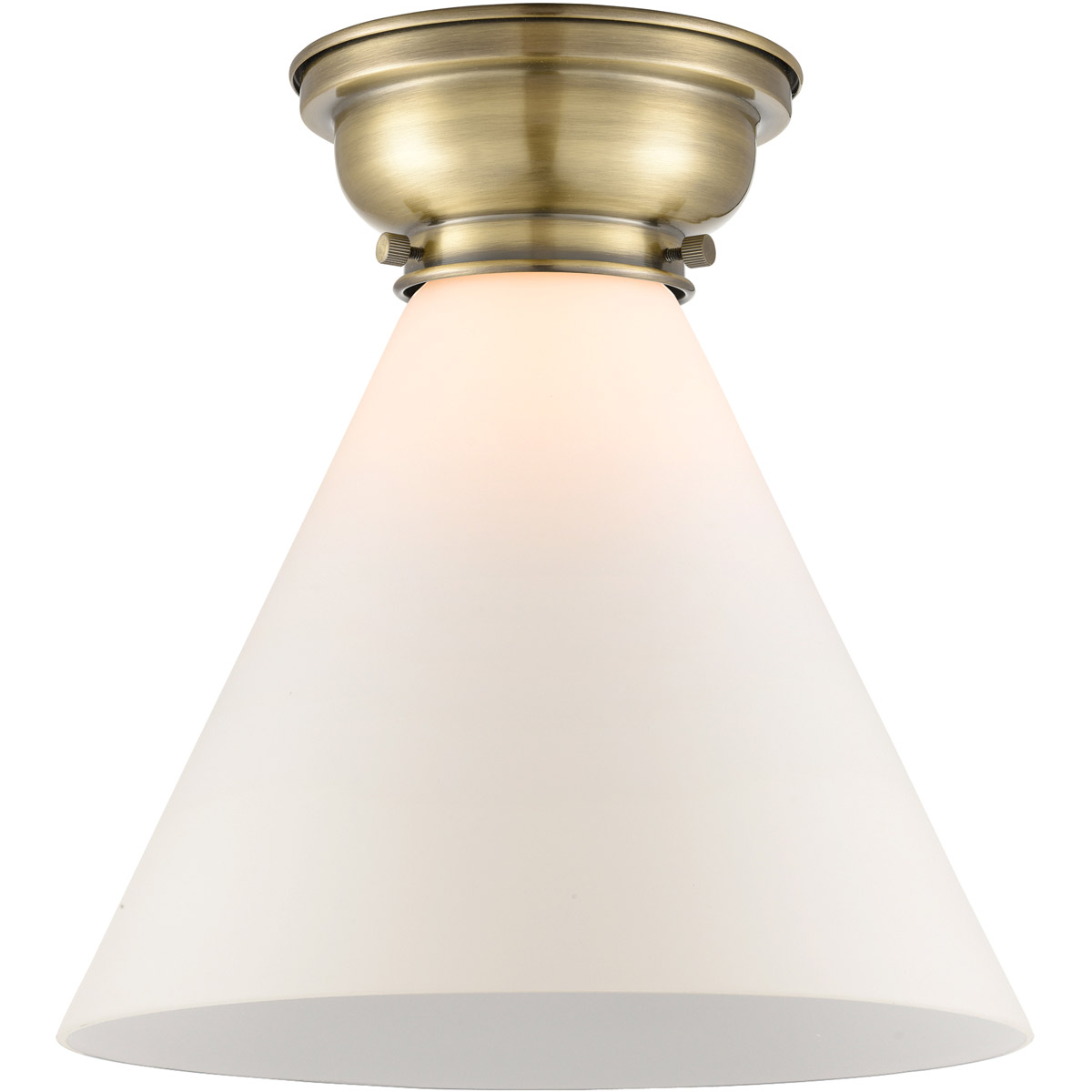 Innovations Lighting 623-1F-AB-G41-L Aditi X-Large Cone 1 Light 12 inch Antique Brass Flush Mount Ceiling Light in Incandescent, Matte White Glass, Ad