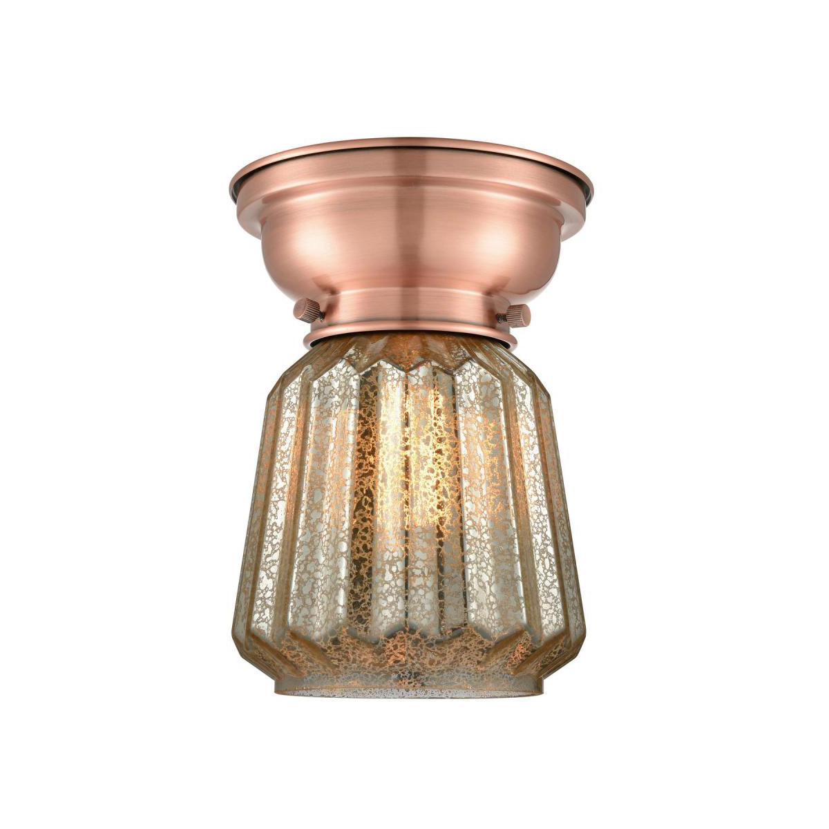 Innovations Lighting 623-1F-AC-G1 Aditi Halophane 1 Light 9 inch Antique Copper Flush Mount Ceiling Light in Matte White Halophane Glass, Aditi