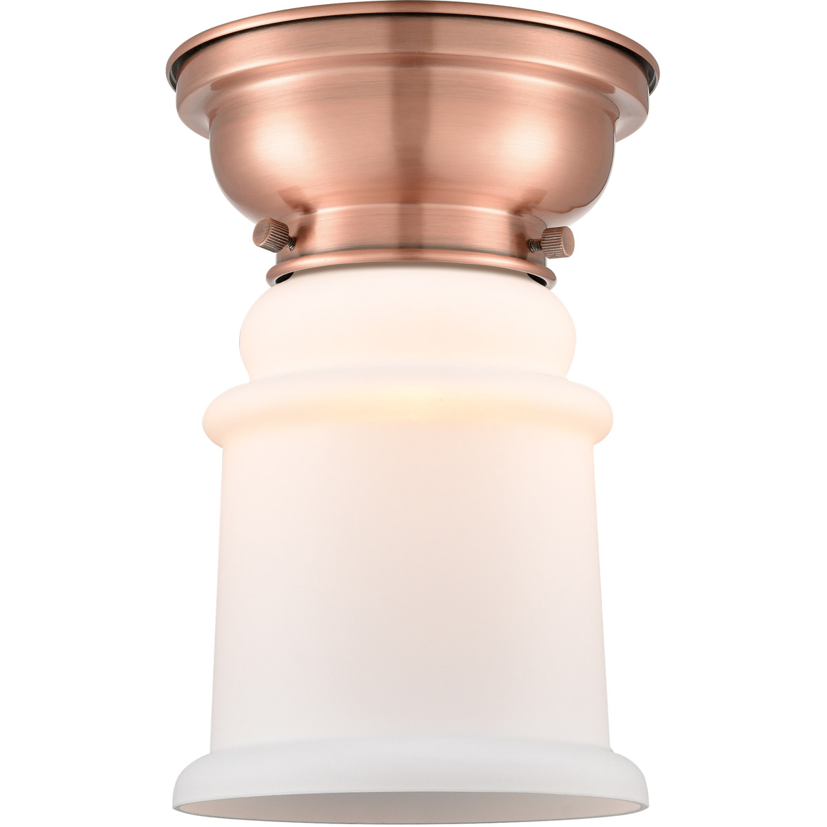 Innovations Lighting 623-1F-AC-G181-LED Aditi Canton LED 6 inch Antique Copper Flush Mount Ceiling Light in Matte White Glass, Aditi