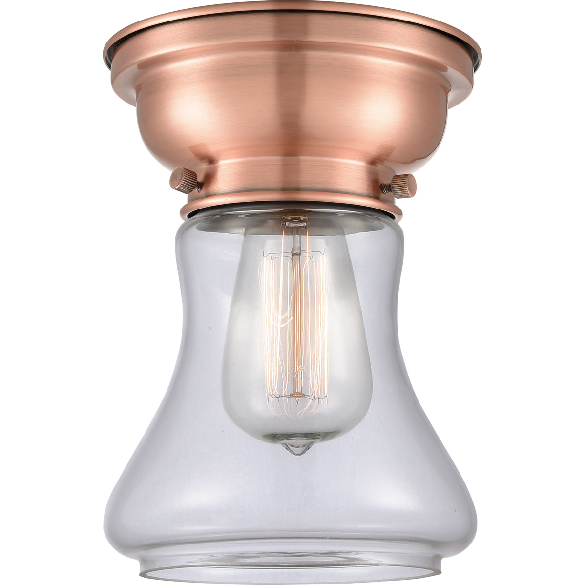 Innovations Lighting 623-1F-AC-G192-LED Aditi Bellmont LED 6.25 inch Antique Copper Flush Mount Ceiling Light in Clear Glass, Aditi