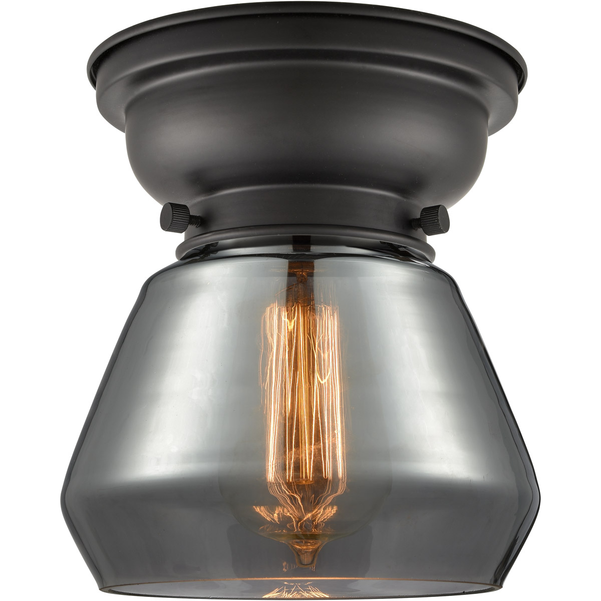 Innovations Lighting 623-1F-SN-G173-LED Aditi Fulton LED 7 inch Brushed Satin Nickel Flush Mount Ceiling Light in Plated Smoke Glass, Aditi